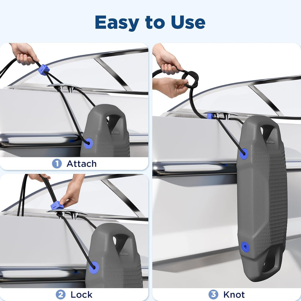 Boat Fenders, Boat Bumpers for Docking, EVA Pontoon Bumpers with Integrated Locking Rope, Fit for Bass, Ski