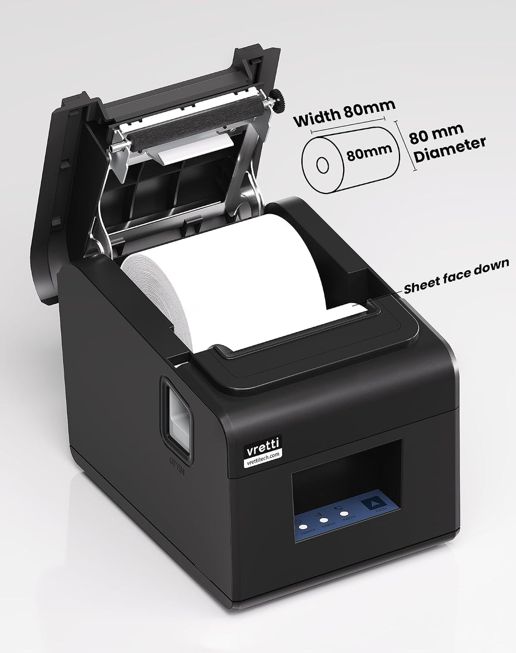 Thermal Receipt Printer, 3 1/8" 80mm Direct Thermal Printers | with USB Serial LAN Port - Kitchen POS Printer ESC/POS
