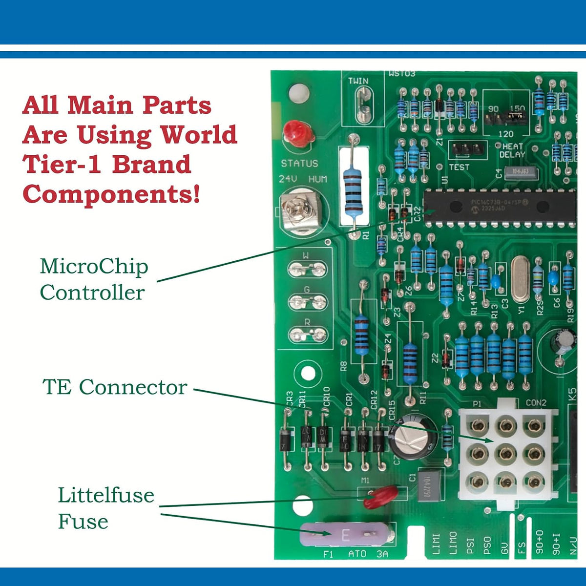 Upgrated New B18099-13 Goodman Janitrol Furnace Control Circuit Board, Replacement for Goodman Control Board B18099-06,B18099-08,B18099-10,B18099-13S White-Rodgers:50T35-730,50T35-743