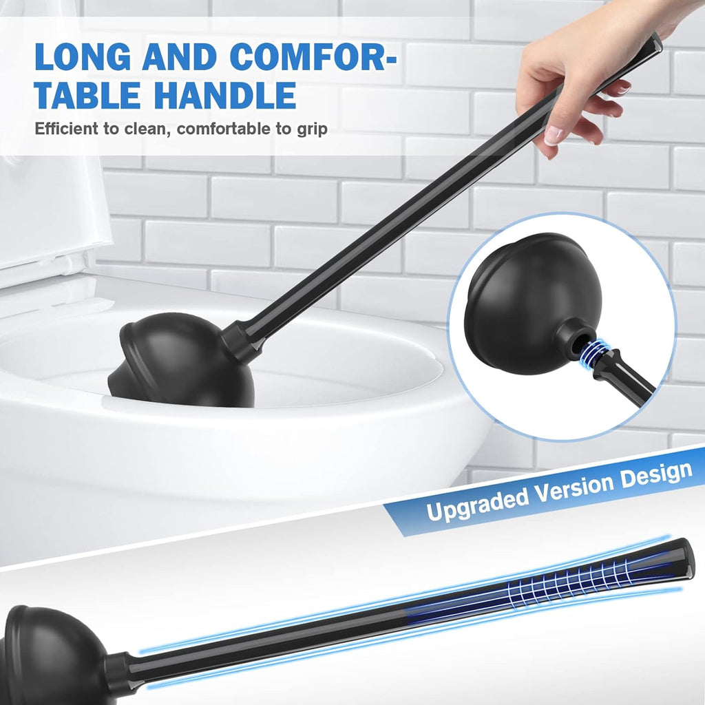 Toilet Plunger and Brush, Bowl Brush and Heavy Duty Toilet Plunger Set with Ventilated Holder, 2-in-1 Bathroom