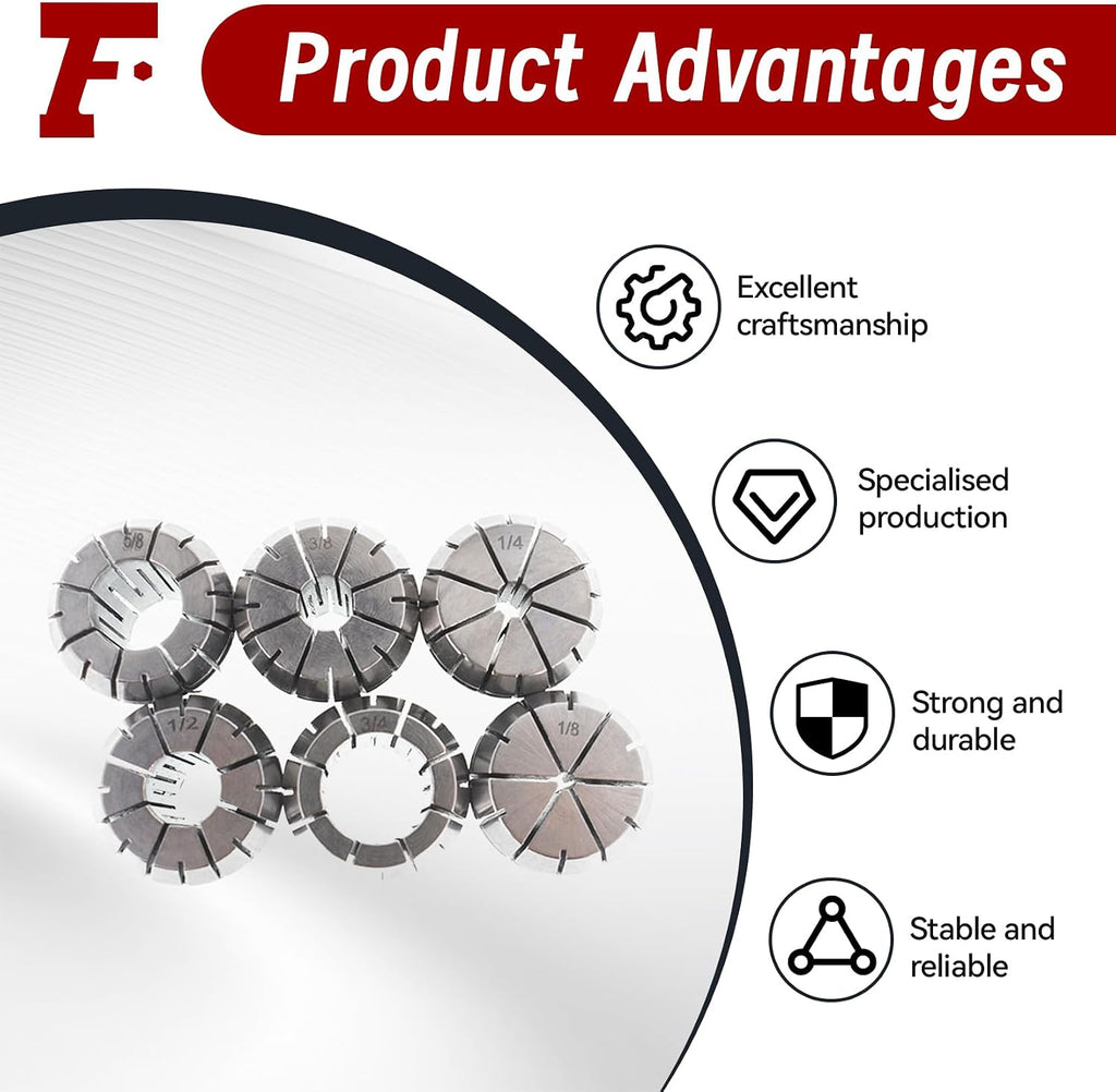 findmall 6Pcs ER32 Accuracy Spring Collet Set 1/8-3/4