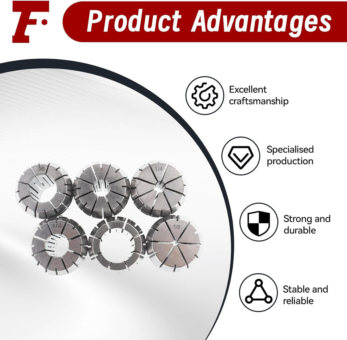 findmall 6Pcs ER32 Accuracy Spring Collet Set 1/8-3/4