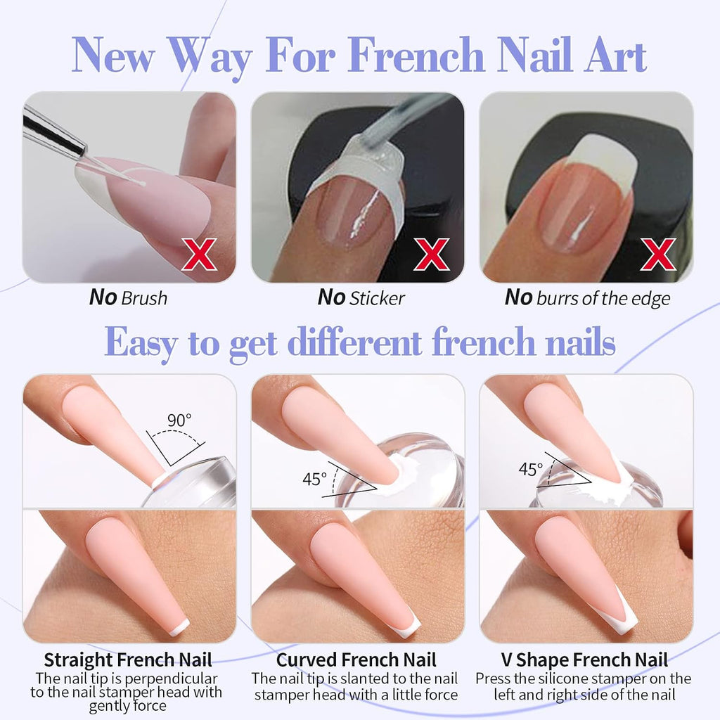 French Tip Nail Stamp 6PCS Art Stamper With Scrapers