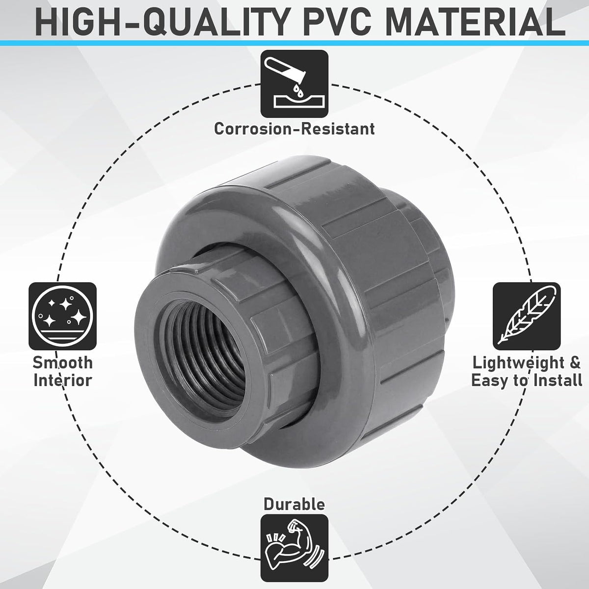 Pangda 4 Pack 1/2 Inch PVC Union Pipe Compatible with 898 Series