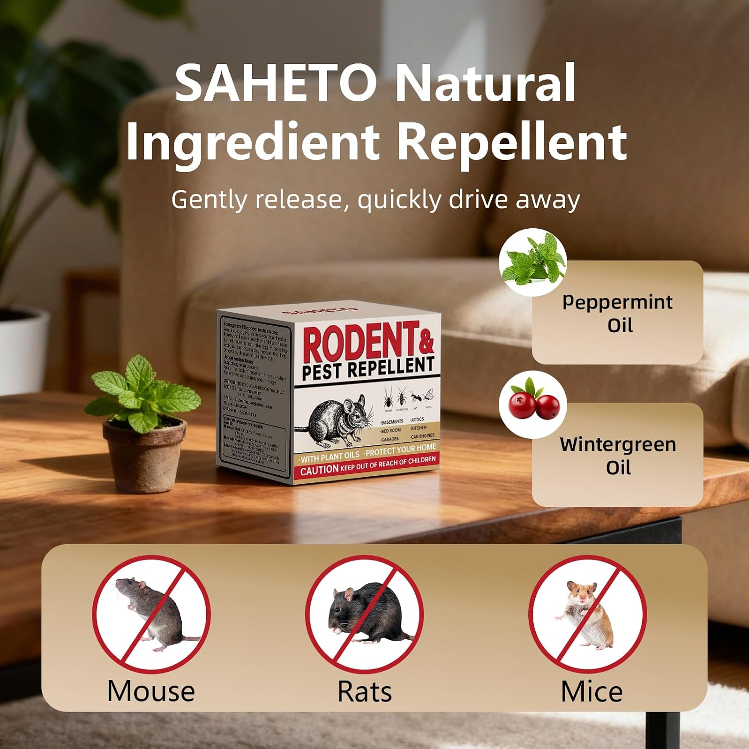 Mouse Repellent 36 Balls, Peppermint Rodent Repellent for Indoor & Outdoor Use, Long-Lasting Safe Mice Deterrent