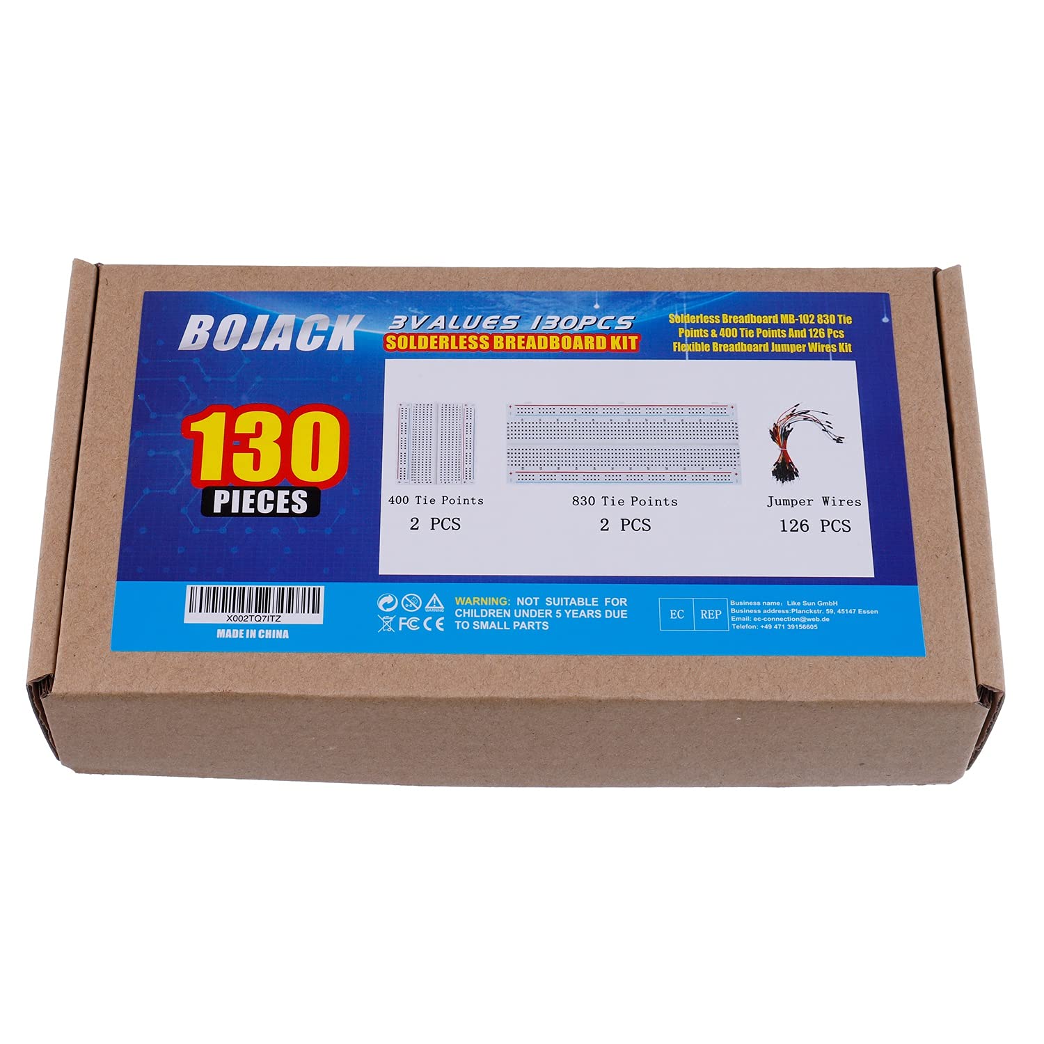 3 Values 130 Pcs Solderless Breadboard 4 Pcs 830 Tie Points & 400 Tie Points & 126 Pcs Flexible Breadboard Jumper Wires