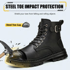 Steel Toe Work Boots for Men, Black Construction Boots, Men Size 10.5