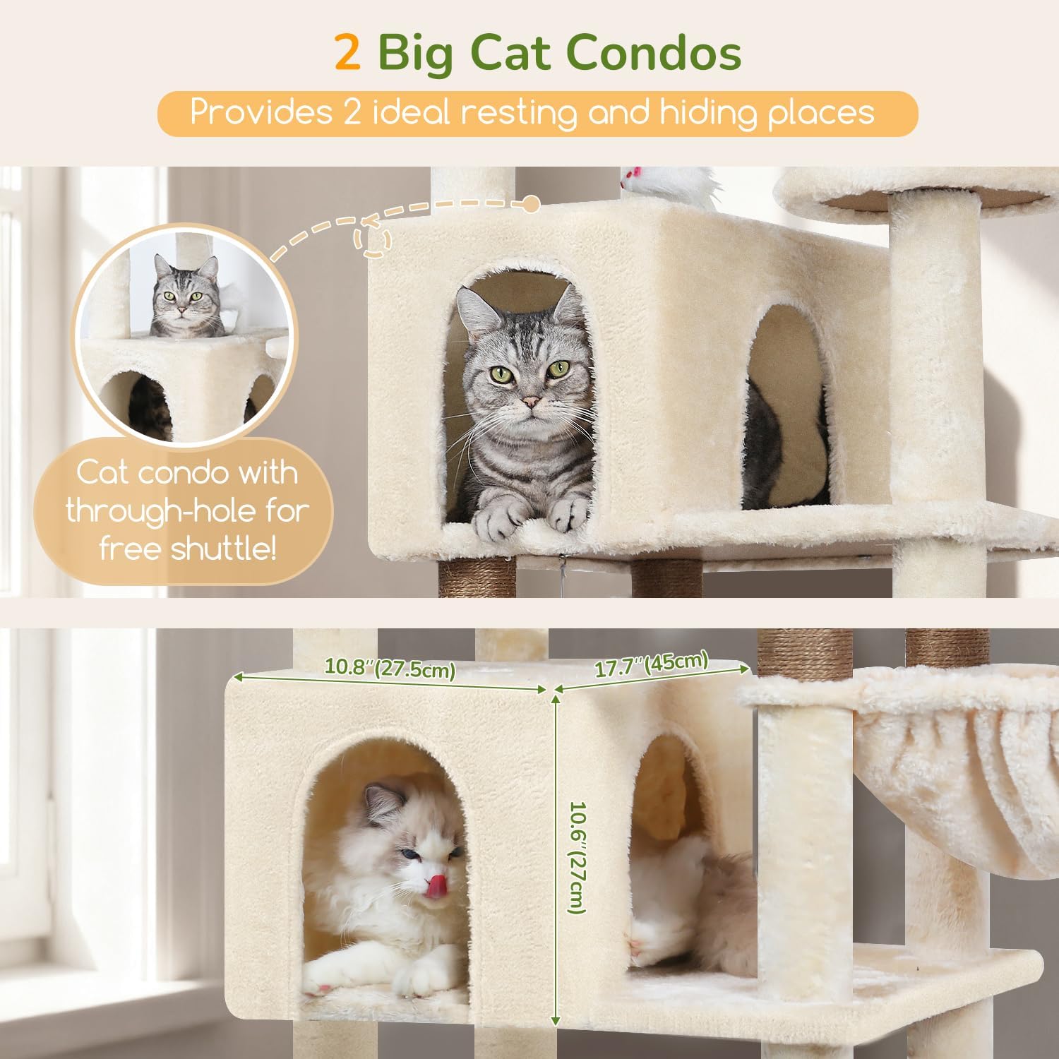 Extra Large Cat Tree Tower, 82in Tall Heavy Duty Cat Tree for Indoor Cats Large Adult Big Cat Tower with 8 Scratching