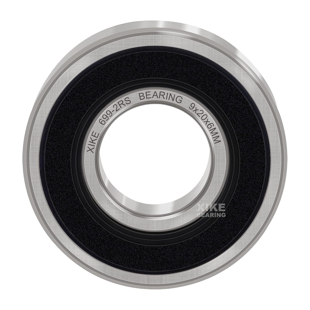 XIKE 10 Pcs 699-2RS Bearings 9x20x6mm, Double Rubber Seals.