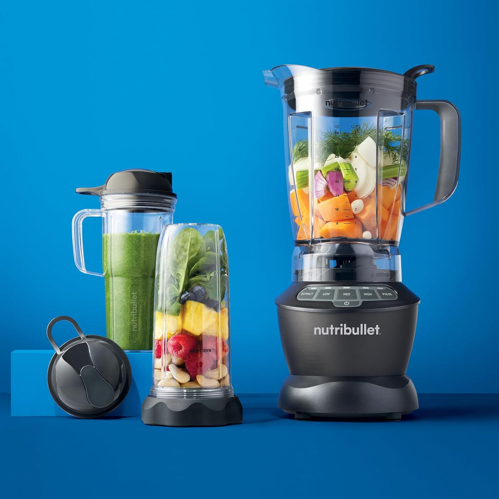 Full-Size Blender Combo, Single-Serve & Large Capacity, 1200W, 64oz Pitcher, 32oz Cup, Extractor Blade, 3-Speed