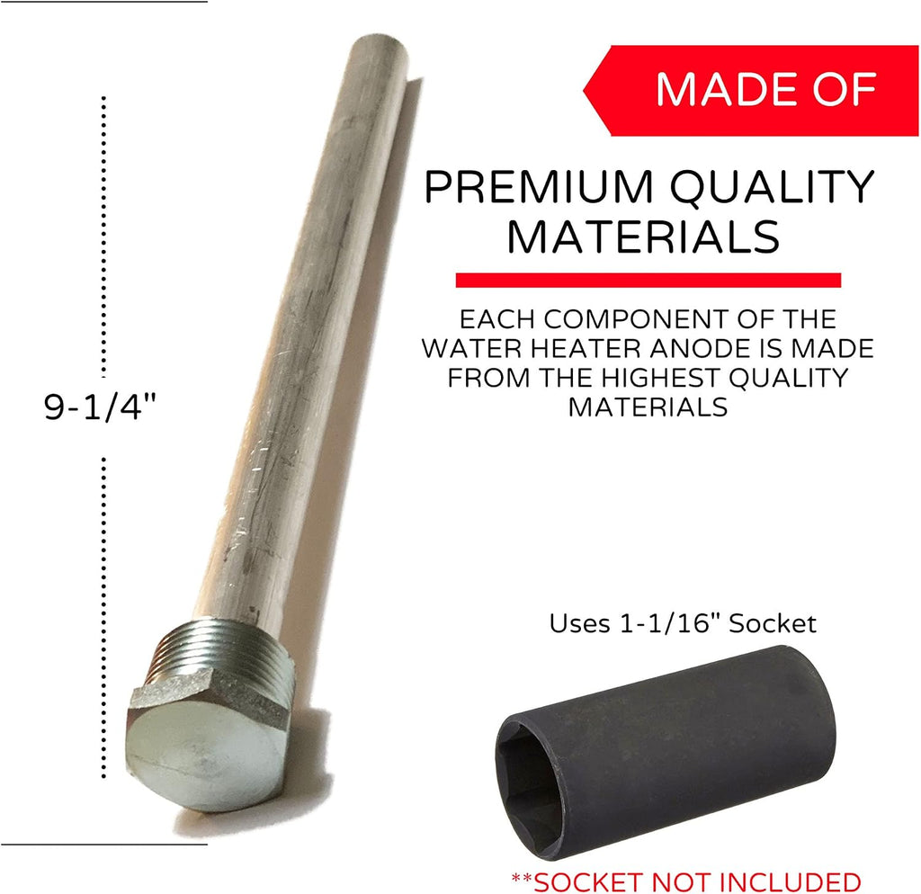 RV Anode Rod Magnesium Water Heater Tank Protection for Your Investment- 9.25’’ long ¾’’ threads Suburban Mor-Flo 6 Gallon.