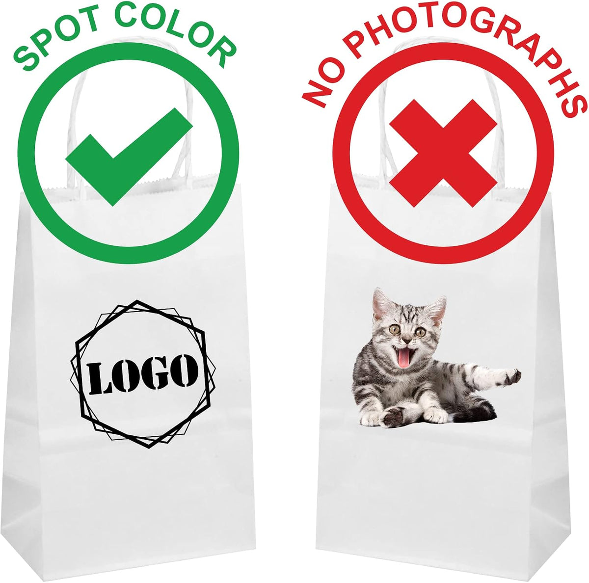 White Kraft Custom Printed Paper Bags (16"x6"x12", 50)