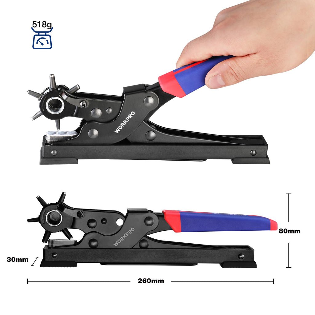 Leather Hole Punch Tool, Desktop Rotary Puncher with 6 Punch Sizes