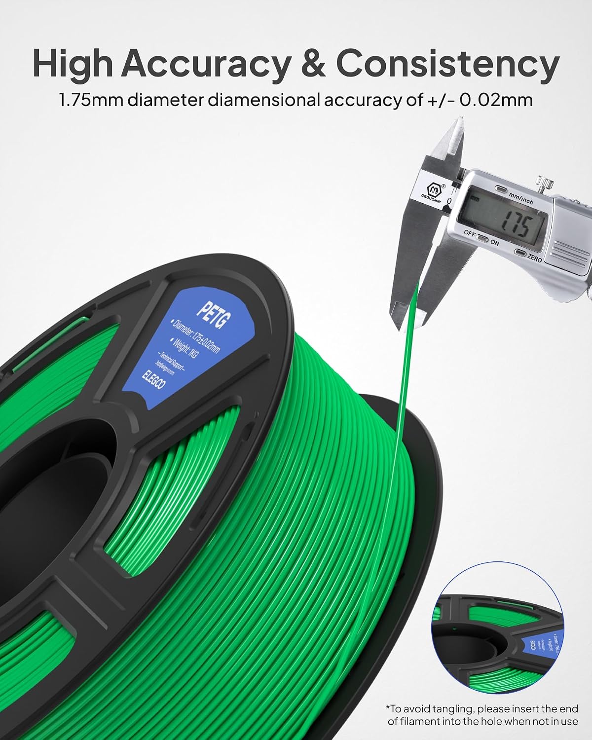 PETG 3D Printer Filament 1.75mm Black 1KG | Dimensional Accuracy +/- 0.02mm, 1kg Spool(2.2lbs), Fits for Most FDM 3D