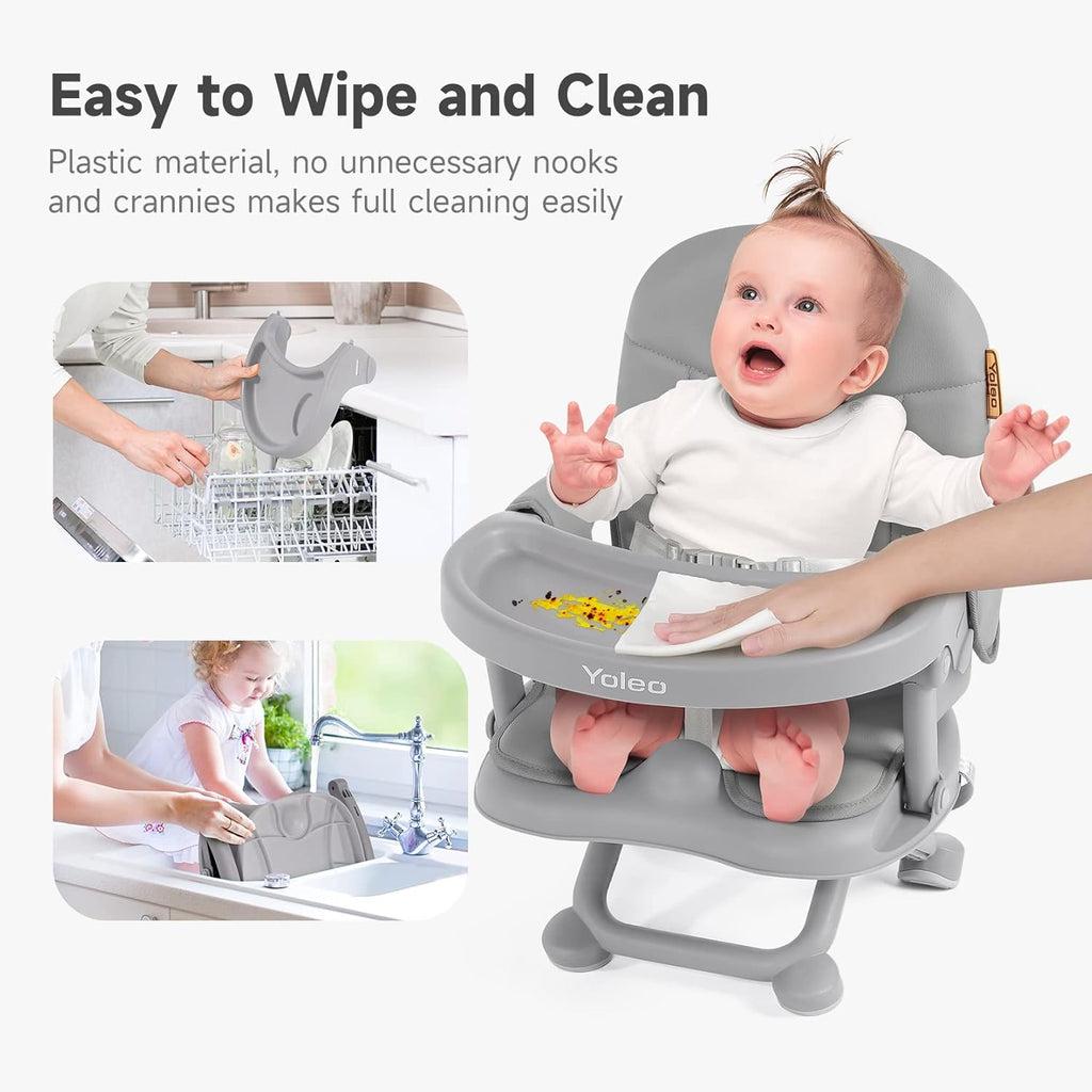 Baby High Chair Booster Seat for Dining Table, Foldable High Chairs with Adjustable Heights, Travel Booster Seat with