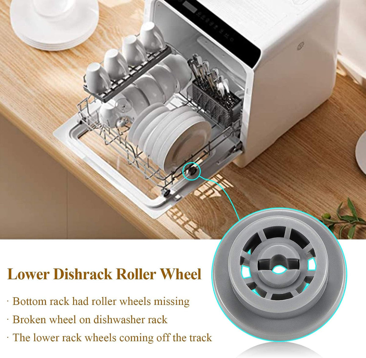 APPLIANCEMATES 8-Pack DD66-00023A Rollers Rack for Samsung Dishwasher Wheels Lower Rack Replacement Part 2002711, AP4342187, PS4222532