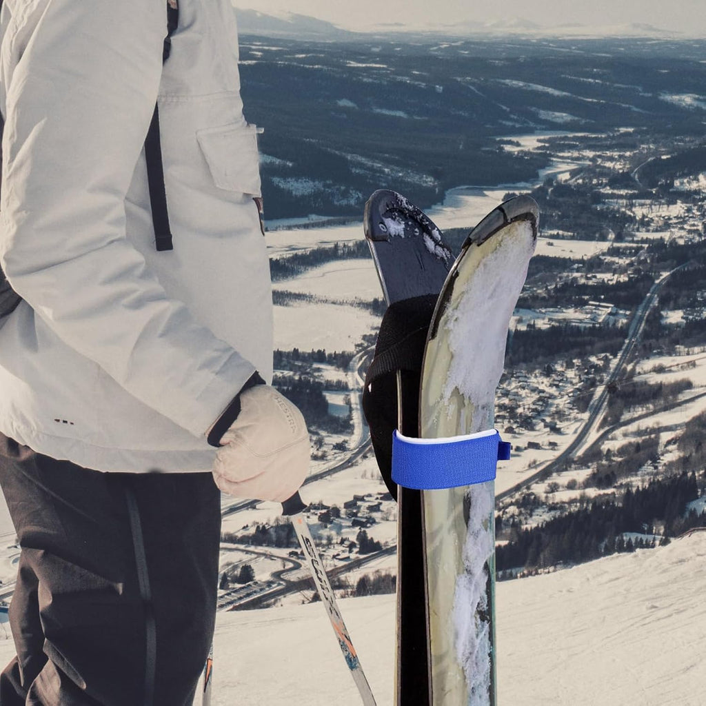 4pcs Lightweight Blue Nylon Skiing Board Fixing Band with Essential Carrying Tool for Ski and Snowboard, Sturdy Ski