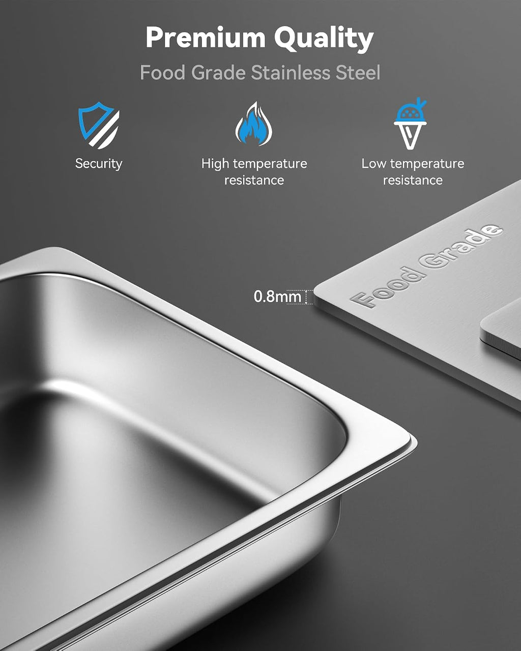 Hotel Pans with Lids, 4 Pack Full Size, 2.5" Deep