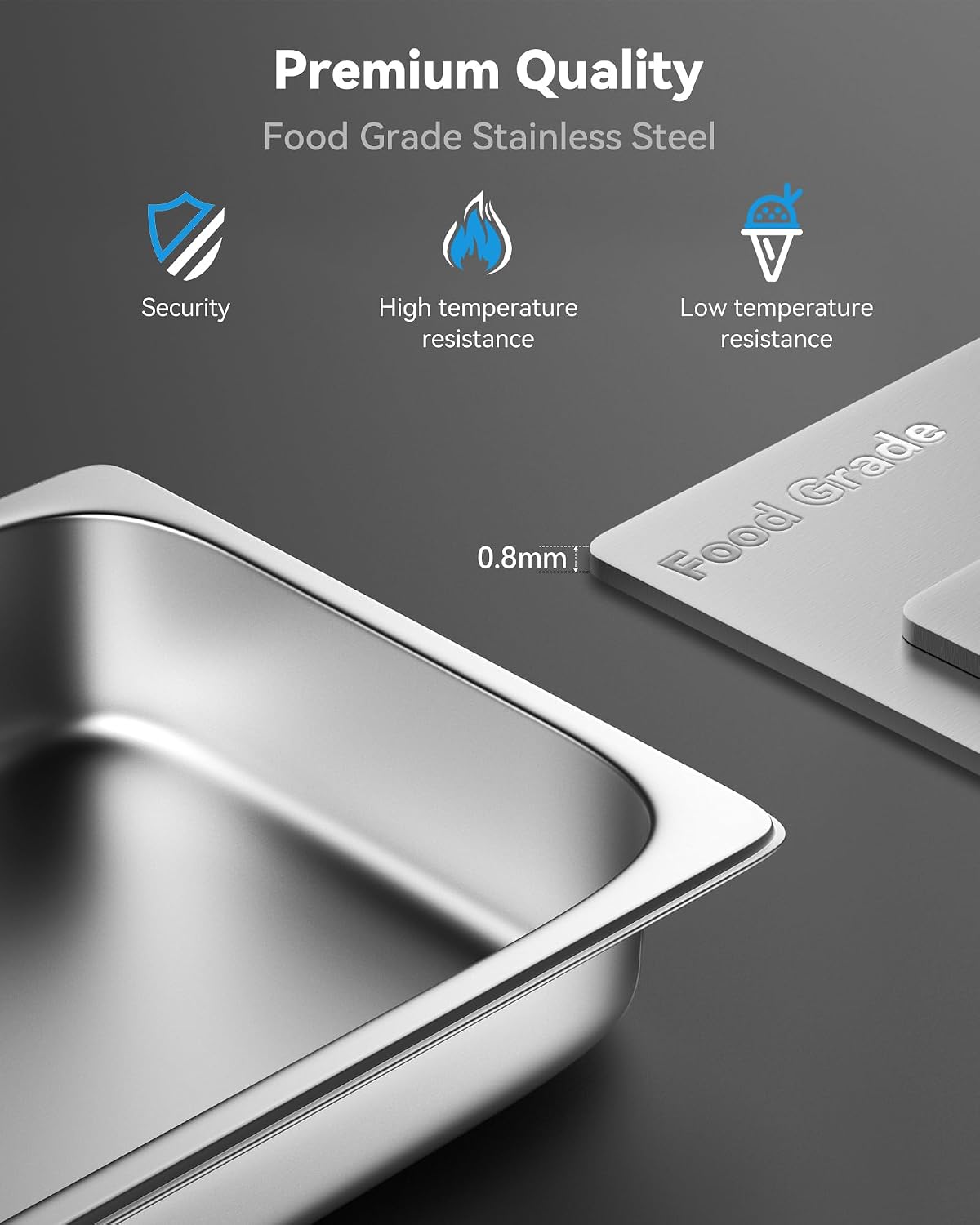 Hotel Pans with Lids, 4 Pack Full Size, 2.5" Deep