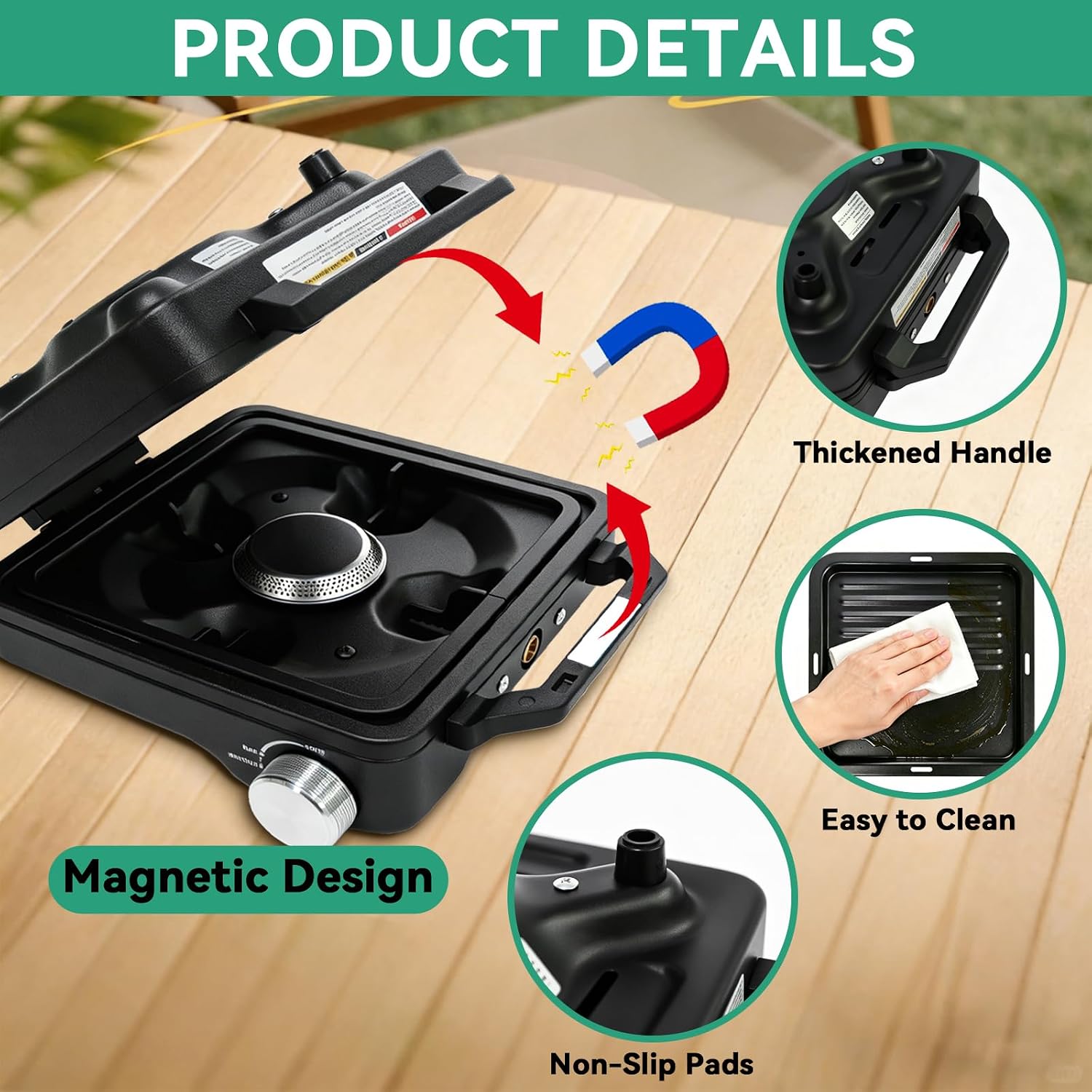 2 Burner Camp Stove 24000 BTU, Portable Propane Camping Stove with Windshield, Foldable Gas Stove with Adjustable