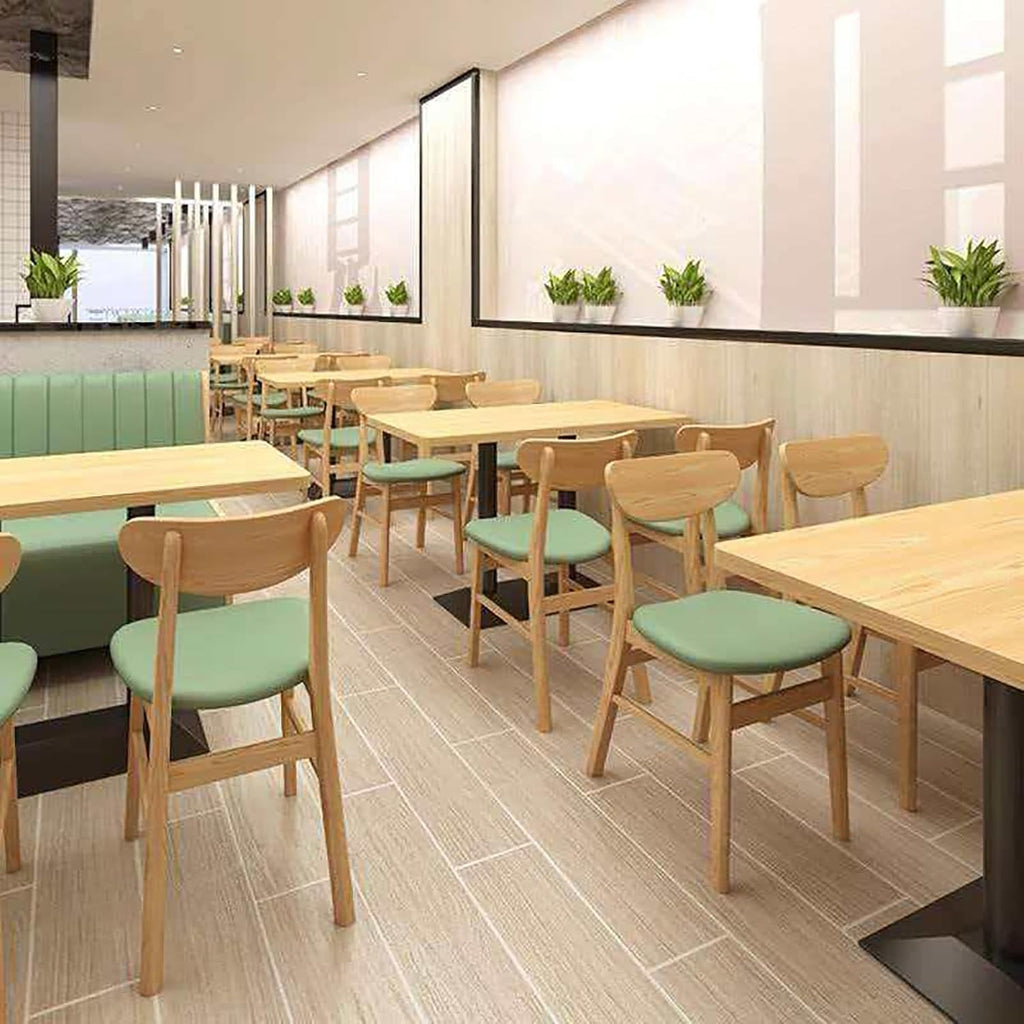 Solid Wood Restaurant Booth Seating and Table Set, Commercial Wall-Sided Cafe Banquette Sofa Combo for Milk Tea Shop
