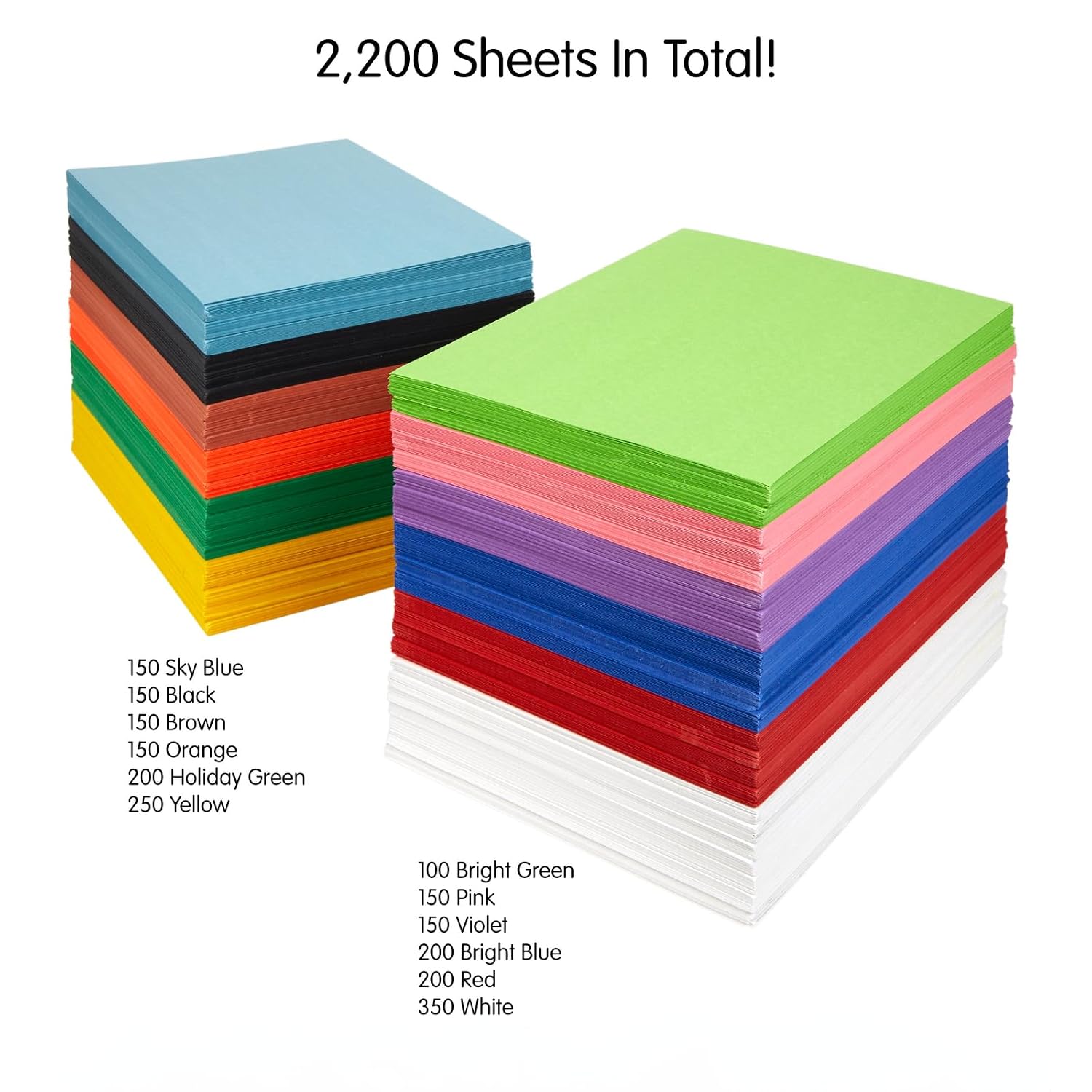 Construction Paper, Classroom Art Supplies, 9" x 12" Craft Paper 2200 Sheet Pack, Heavyweight Construction Paper