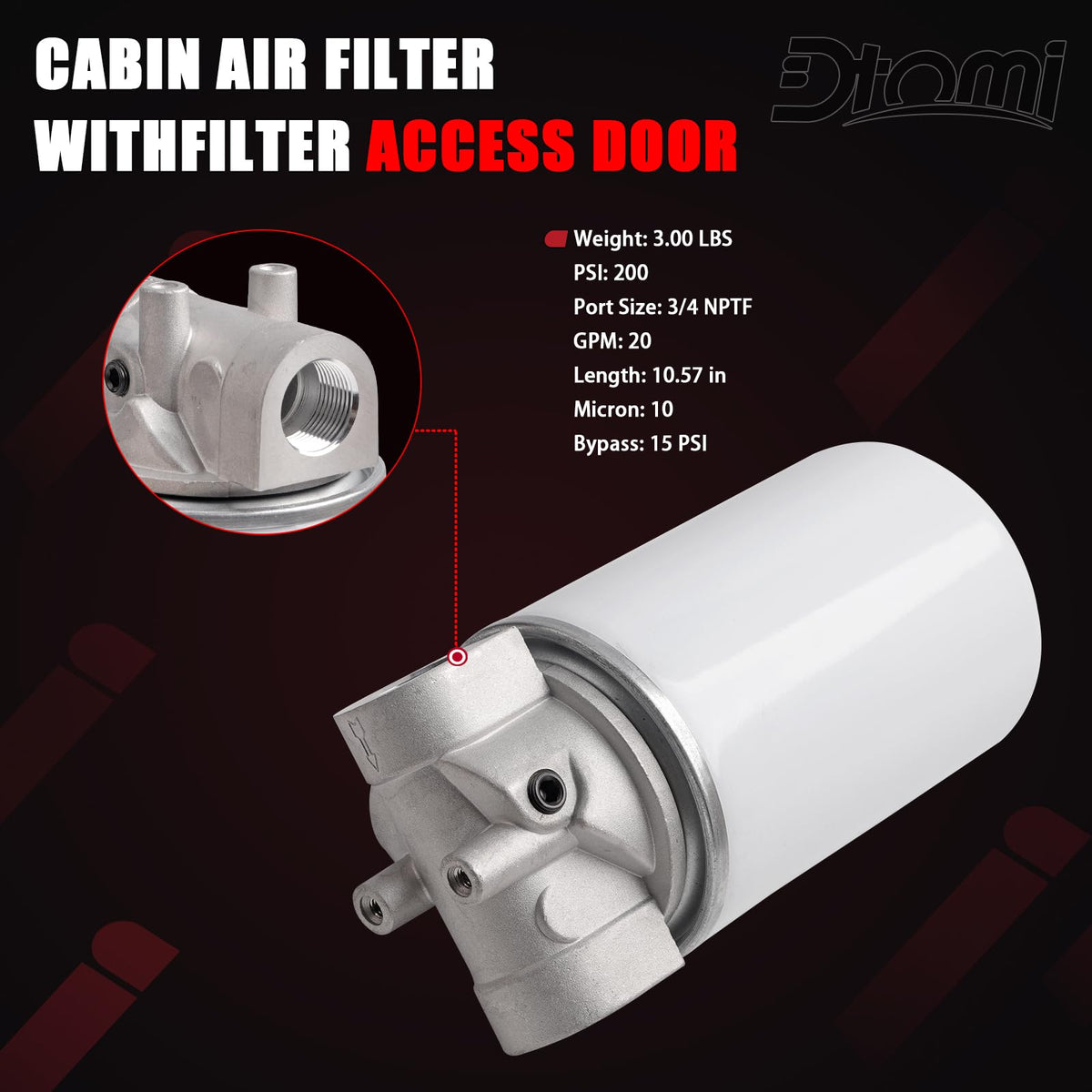 200 PSI Max Pressure, Filter Housing, 221006, 120-818, Spin-On Filter