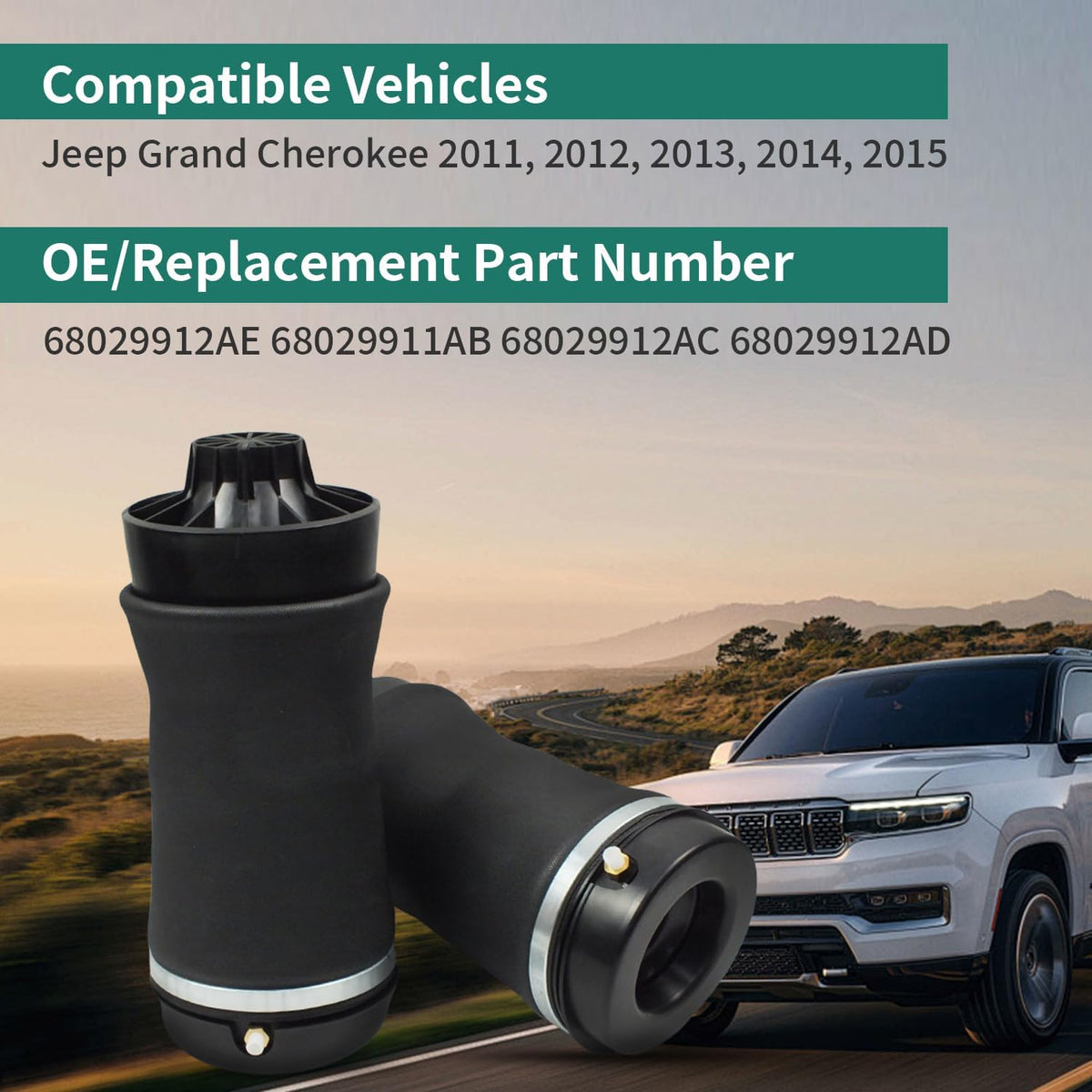 Pair Rear Air Bags for Trucks Suspension Kit Compatible with Jeep Grand Cherokee 2011 2012 2013 2014 2015 68029912AE 68029911AB 68029912AC 68029912AD, Rear Air Springs Left & Right