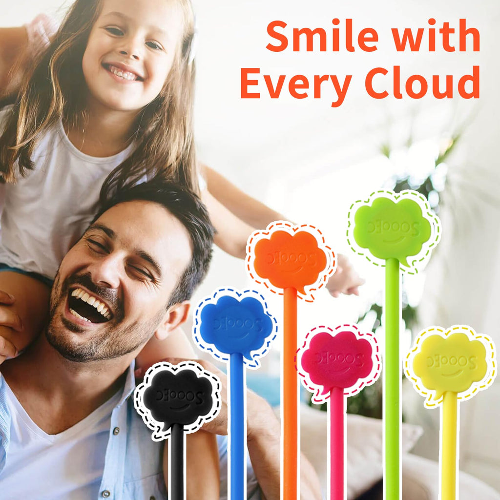 SOOOEC Magnetic Cable Ties 32 Pack, Cute Cloud 7.2" Silicone 8 Colors