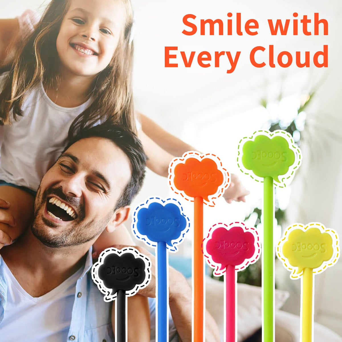 SOOOEC Magnetic Cable Ties 32 Pack, Cute Cloud 7.2" Silicone 8 Colors