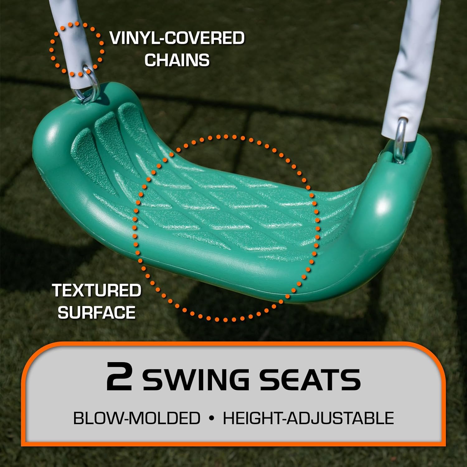 The Swing Company 600LBS Yonkers Metal Swing Set, Outdoor Backyard Playset Kids Aged 3-8 with 2 Swings, Glide Ride