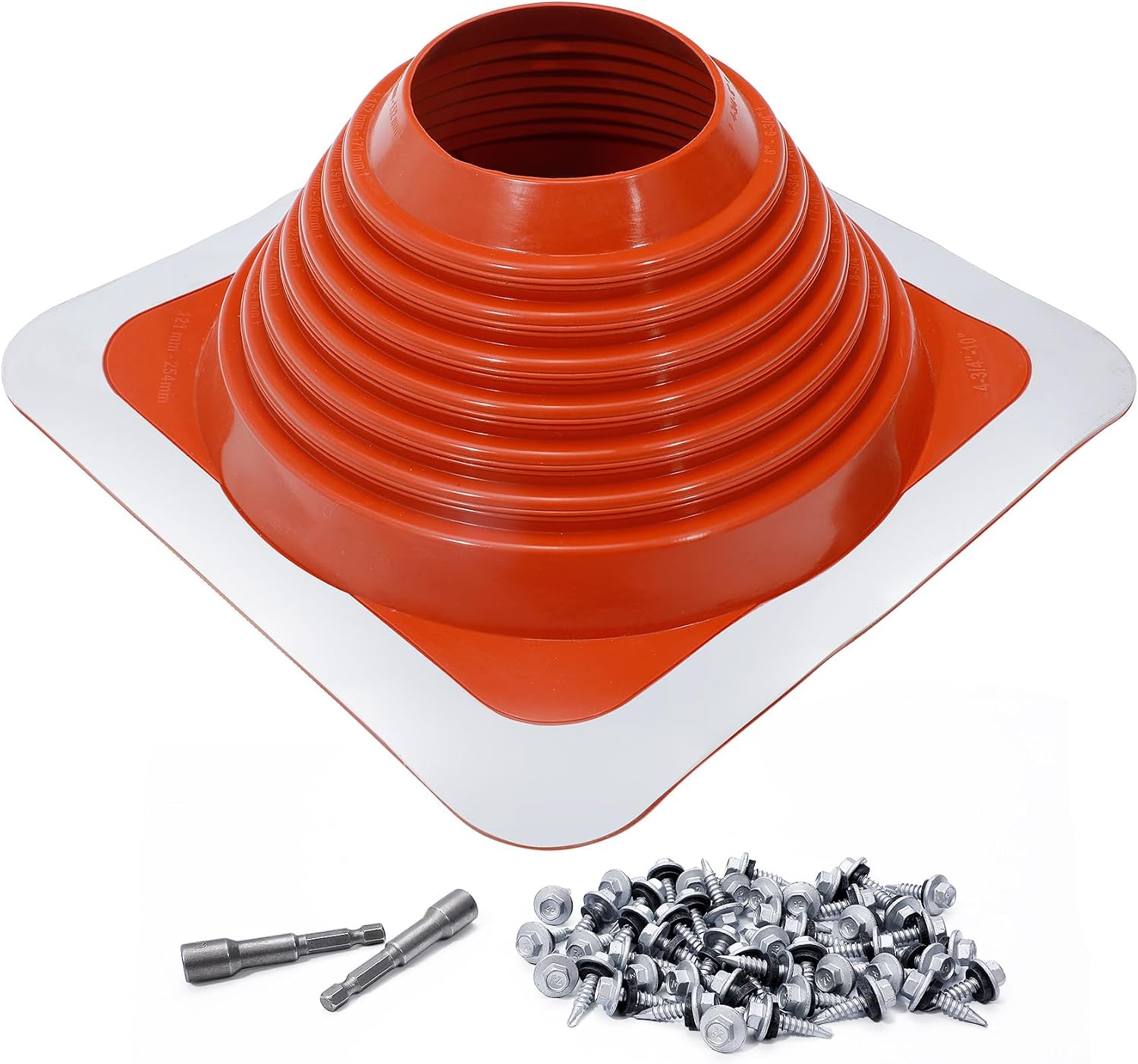 #7 Metal Roof Pipe Flashing Boot, Fits 6"-11" OD Pipes, High Temp Silicone Roof Vent Boot with Heavy-Duty Square