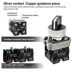 2-Pack Black 3-Position Metal Head Selector Switches, 2NO