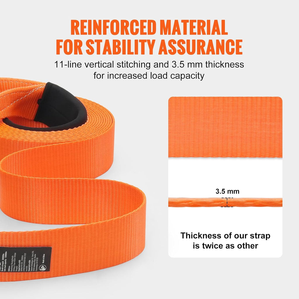 Polyester Heavy Duty Tow Strap Recovery Kit 3" x 30 ft (MBS-36,000 lbs) Winch Strap, Triple Reinforced Loop, Snatch