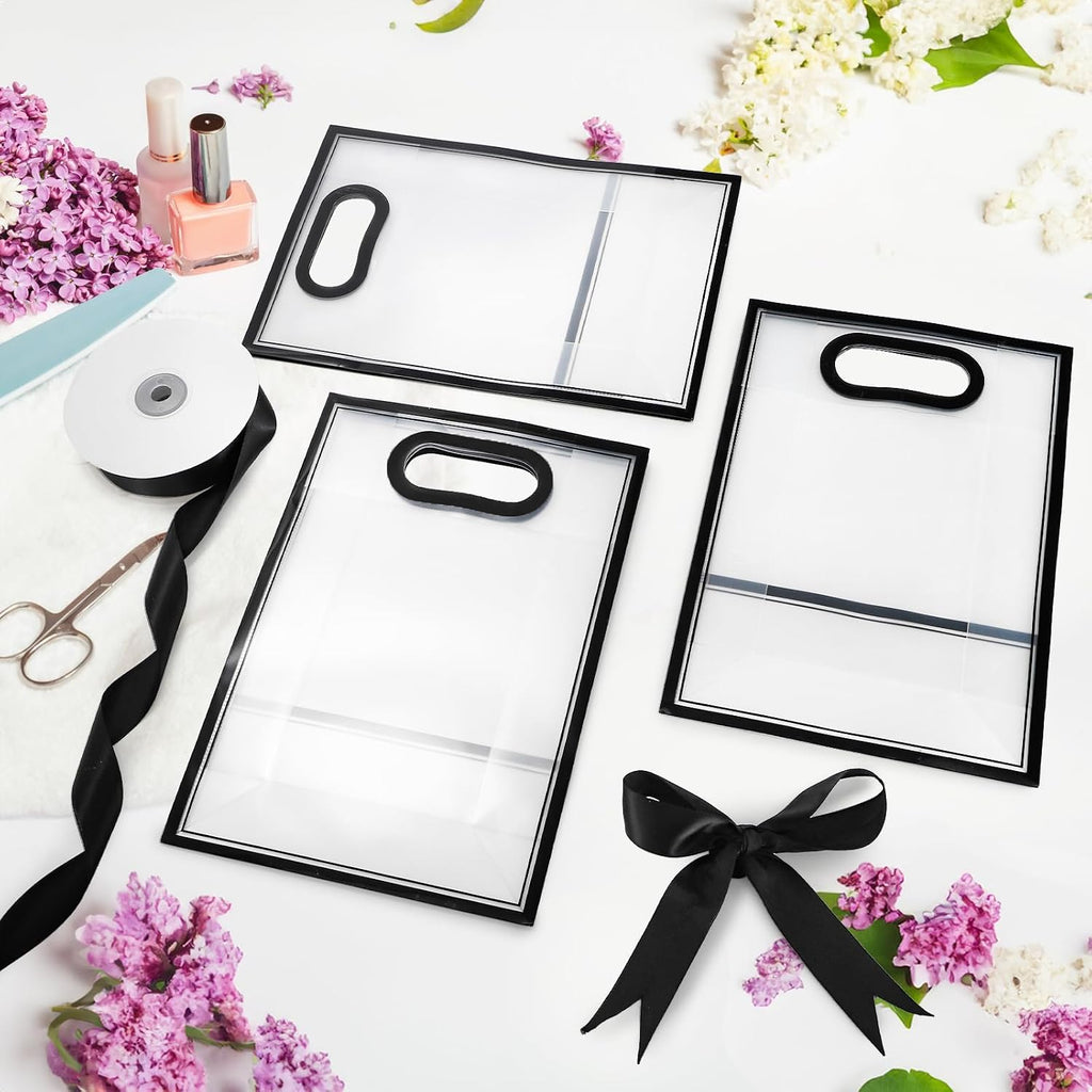 Clear Plastic Gift Bags with Handles, 7.1x3.1x10.2 Inch, 30 Pack