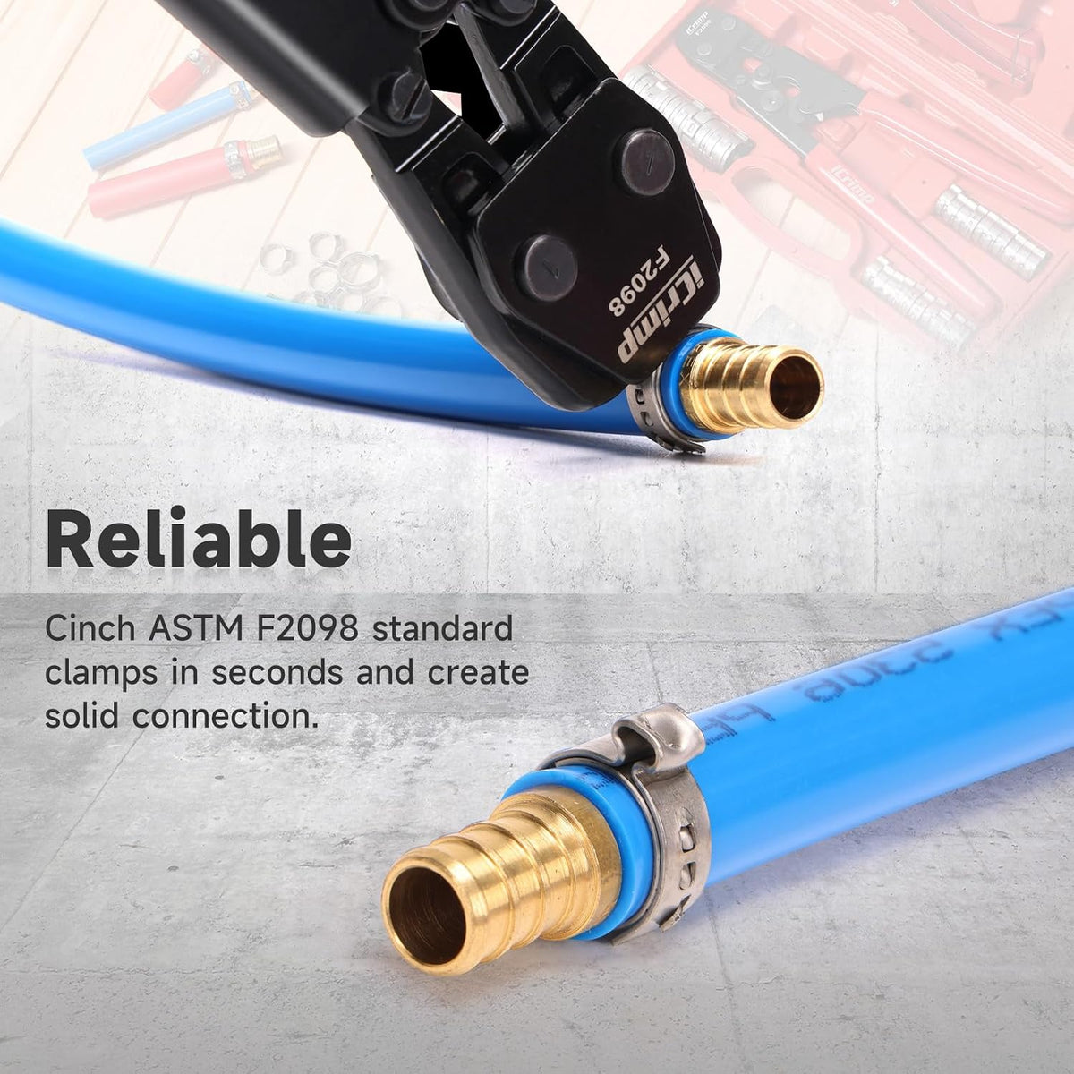 iCrimp PEX Pipe Clamp Crimping Tool Kit for Stainless Steel Clamps