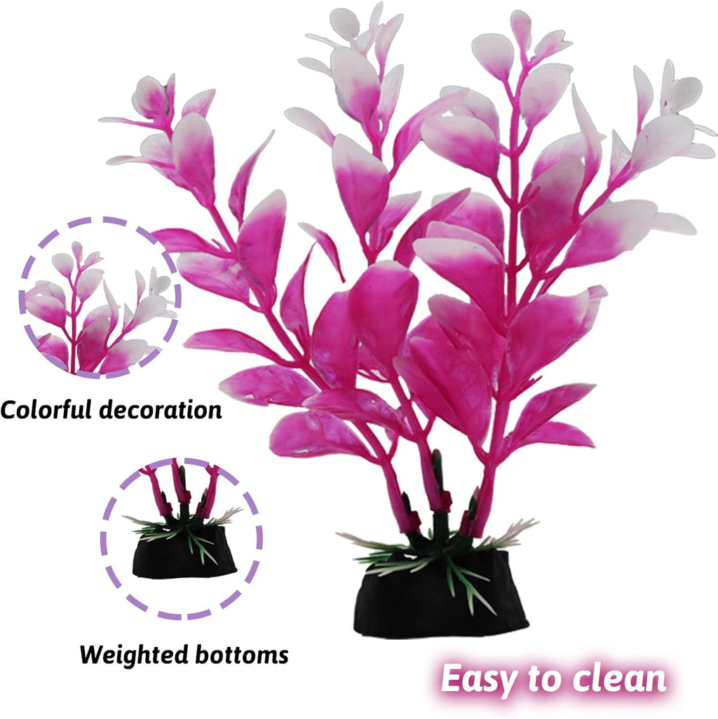 Fish Tank Decorations Plants with Resin Broken Barrel and Cave Rock View, 15pcs Aquarium Decorations Plants
