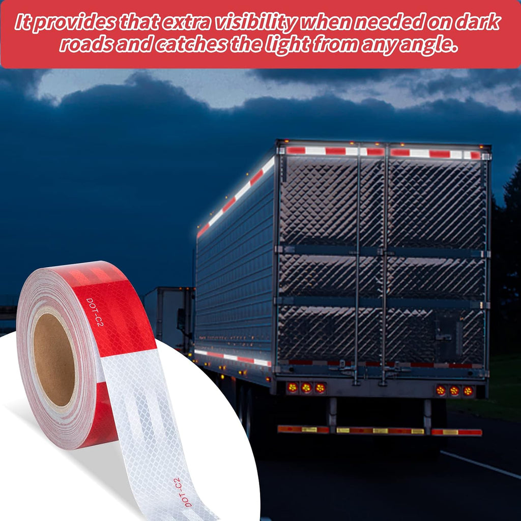 6 Roll DOT C2 Reflective Tape 2 Inch x 100 FT Red White Conspicuity Tape