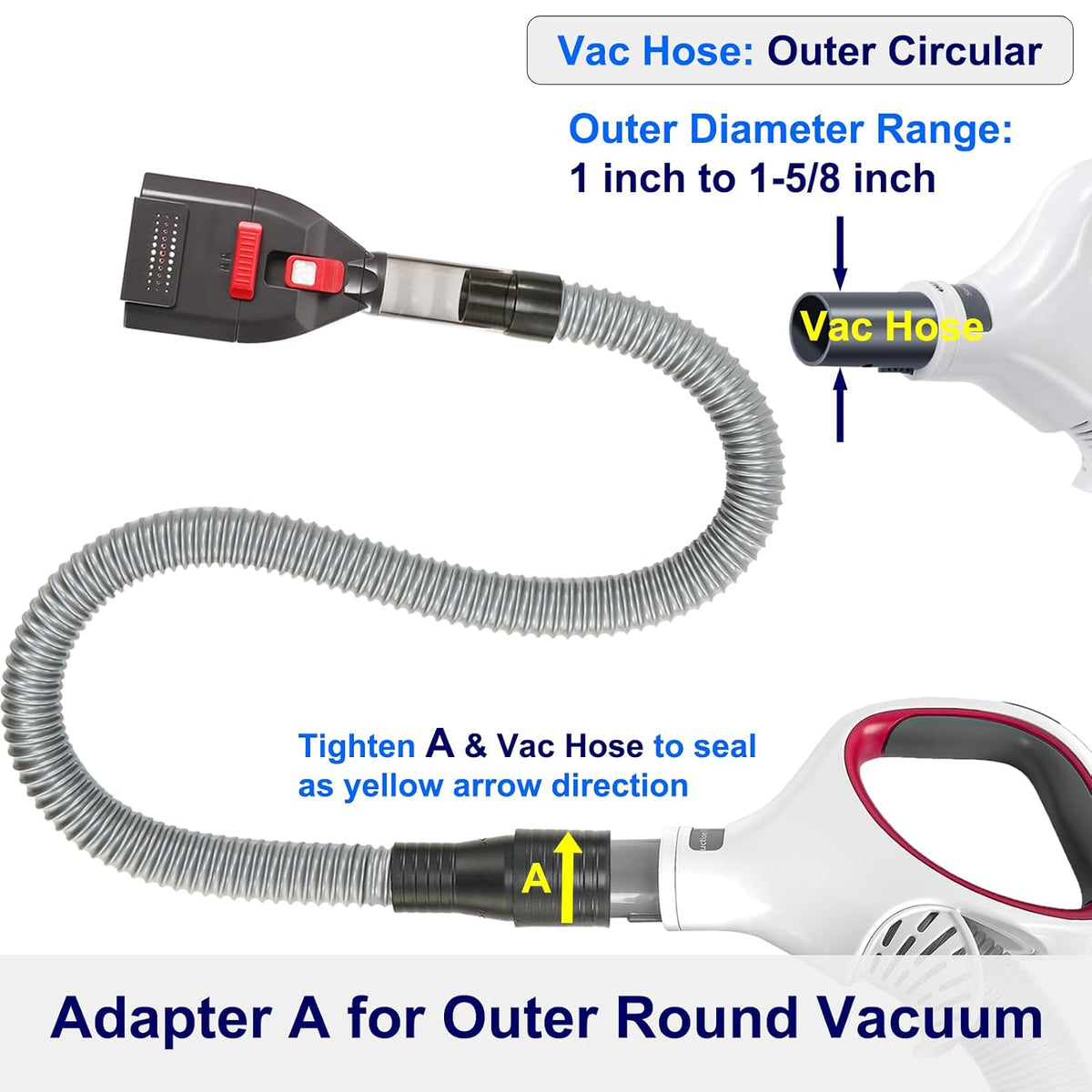 Dog Brush Vacuum Attachment with 1"-1.75" Universal Adapters for Vacuum Cleaners, Pet Hair Shedding Grooming Tool Kit