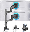 Stack Dual Ultrawide Monitor Mount with USB A/C for 17 to 49 Inch | Pro Gas Spring, Aluminum Material, Flexible