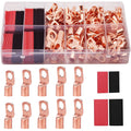 160Pcs Copper Wire Lugs AWG2 4 6 8 10 12 with Heat Shrink Set, 80Pcs Battery Cable Ends Ring Terminals Connectors