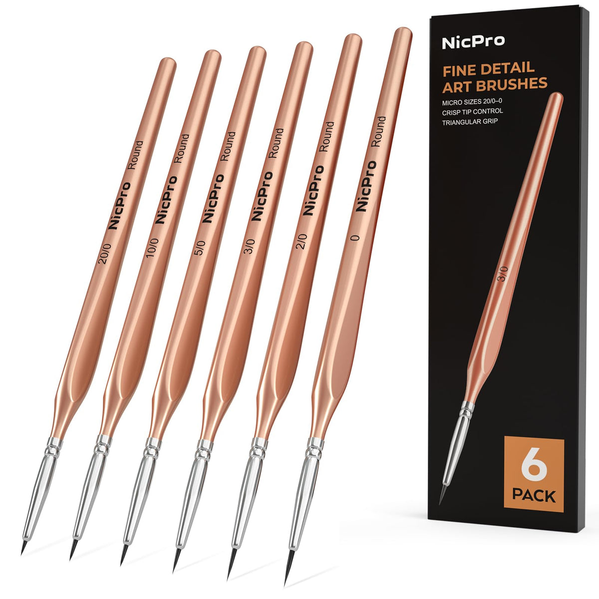 Detail Paint Brushes, 6 PCS Extra Fine Tip Miniature Paint Brush Set