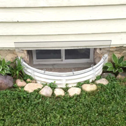 Clear Basement Window Well Covers Outside 41" X 16", Heavy-Duty Polycarbonate Egress Window Well Covers, UV