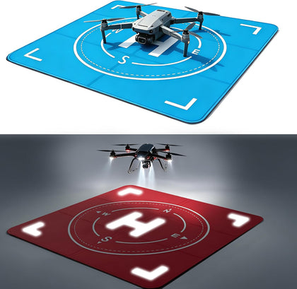 Drone Landing Pad Weighted, Foldable Launch Pad for DJI Drone Accessories | Nighttime Reflective Double-Sided