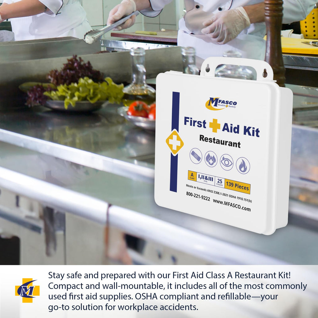Restaurant First Aid Kit 2021 OSHA Class A Portable & Mountable