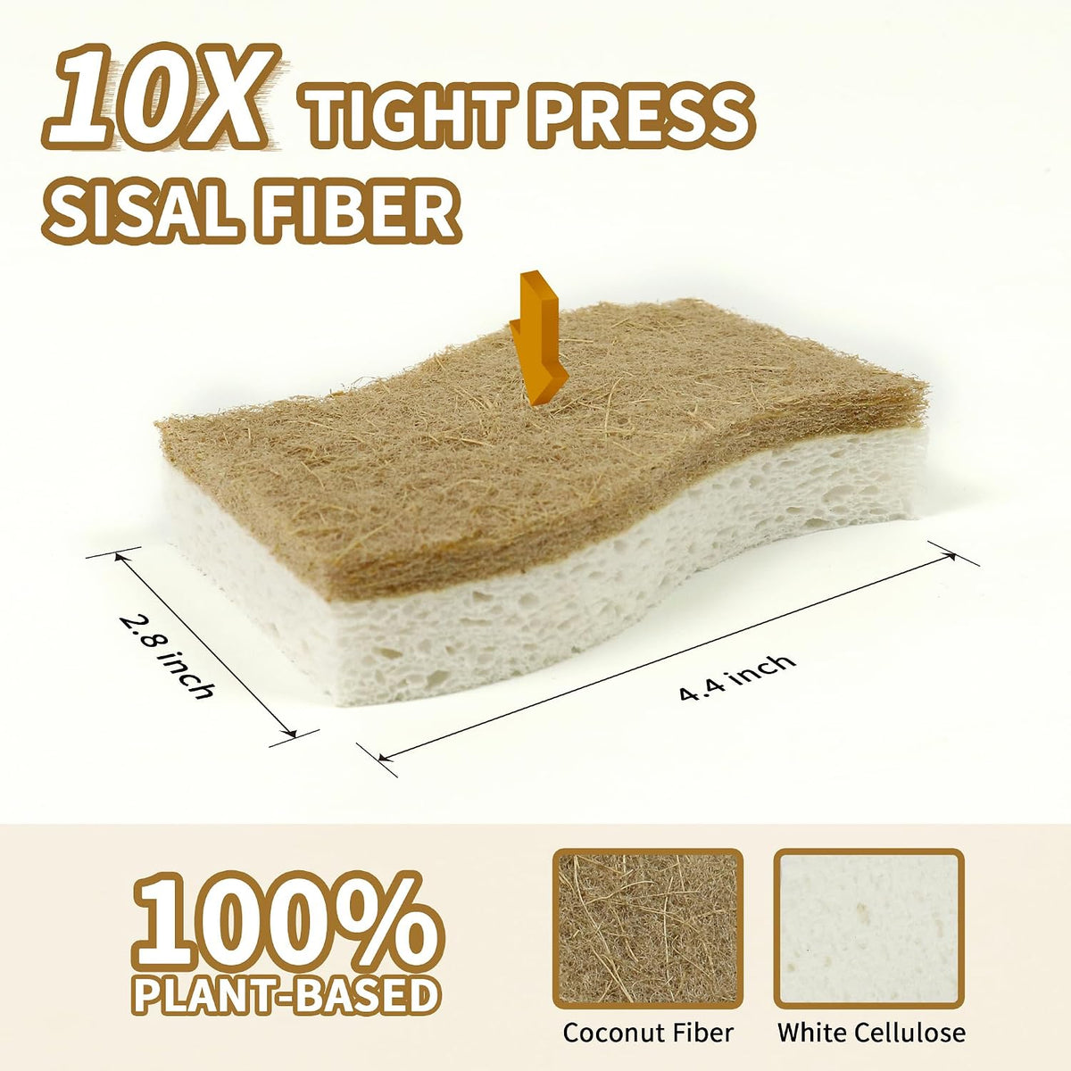 12 Pack Natural Kitchen Sponges, Cellulose Coconut & Non-Scratch