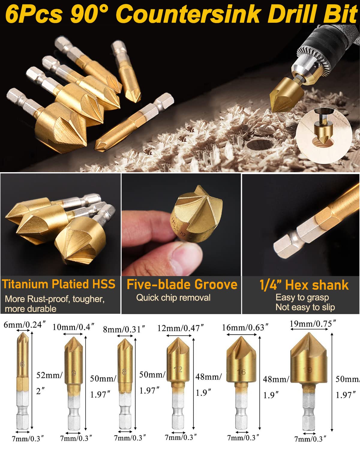 Rocaris 39 Pack Woodworking Chamfer Drilling Tools Set Kit