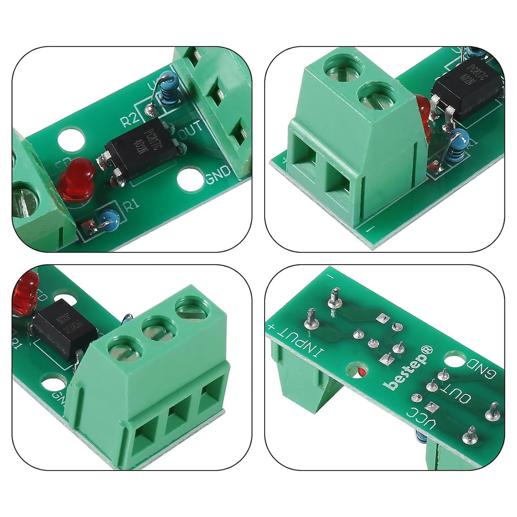 6pcs PC817 1 Channel Optocoupler Isolation Module 1CH Optocoupler PC817 3-5V 12V 24V Photoelectric Isolator PNP NPN Signal Converter Rail Holder PLC Drive Motor Board