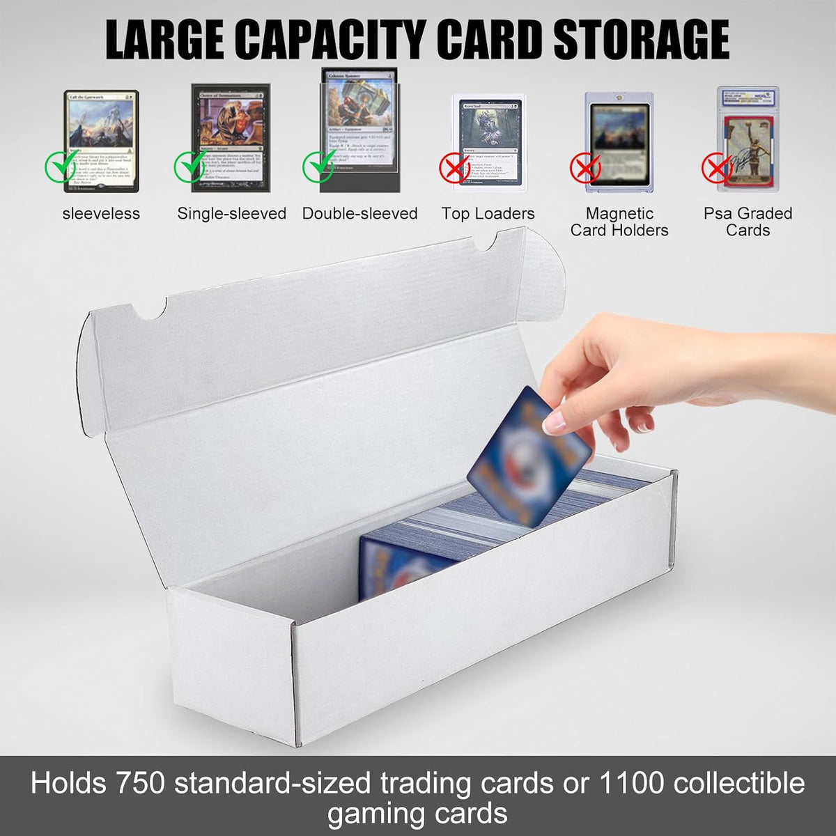 Trading Card Storage Box, 30-Pack 1100 Count White Corrugated Cardboard Box
