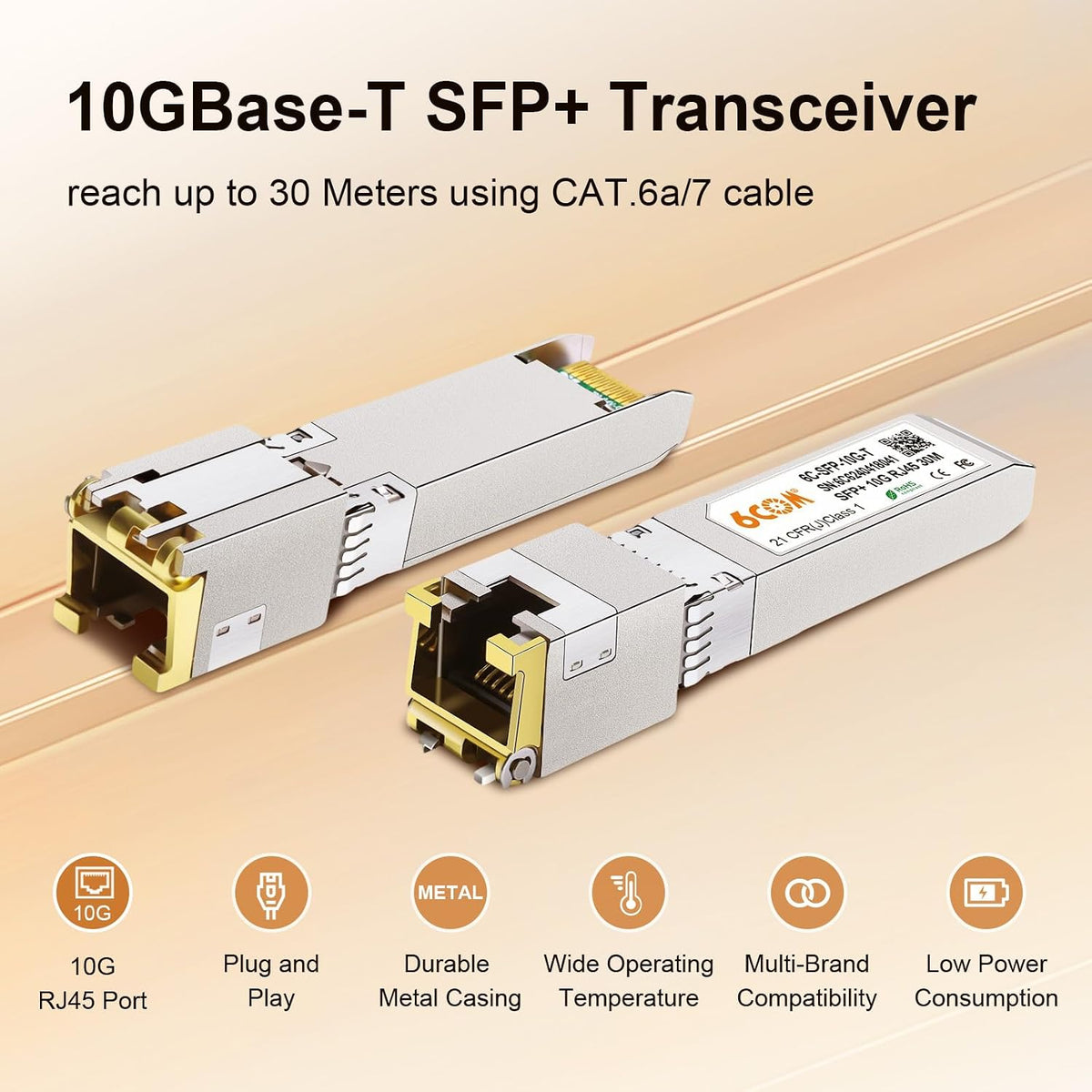 4Pack 10Gb SFP+ to RJ45 Ethernet Transceiver, 10Gbase-T Copper SFP Module